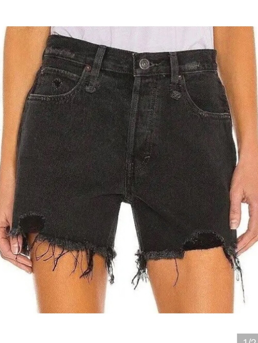Free People Nwt Sz 26 Black Denim Shorts